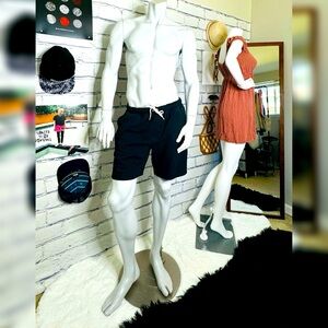 Reef Black Wade Drawstring French Terry Shorts